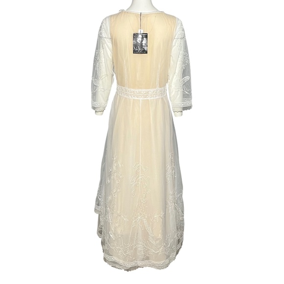 Nataya 40163 Downton Abbey Ivory Peach Tea Party Gown Tulle Dress Size Large NWT - Picture 6 of 15